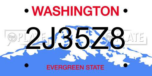 2J35Z8 Washington License Plate