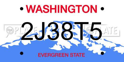 2J38T5 Washington License Plate