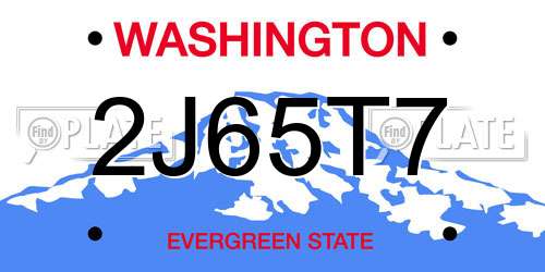 2J65T7 Washington License Plate