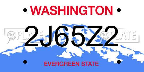2J65Z2 Washington License Plate