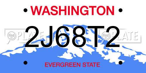 2J68T2 Washington License Plate