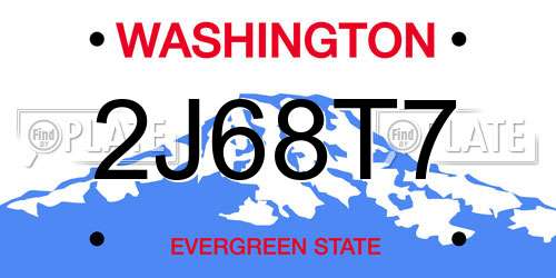 2J68T7 Washington License Plate