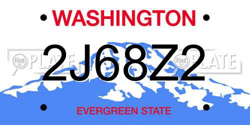 2J68Z2 Washington License Plate
