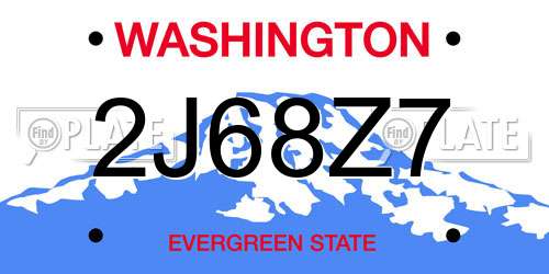 2J68Z7 Washington License Plate