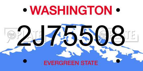 2J75508 Washington License Plate
