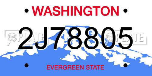 2J78805 Washington License Plate