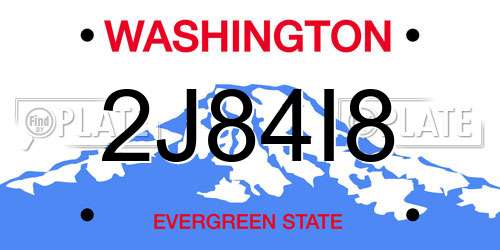 2J84I8 Washington License Plate