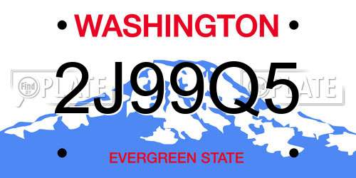 2J99Q5 Washington License Plate