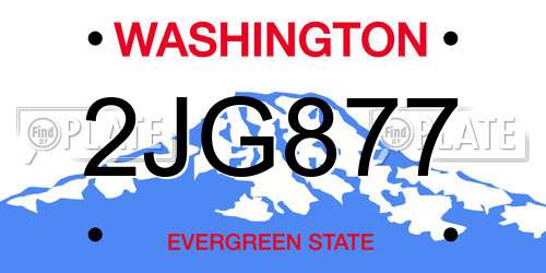 2JG877 Washington License Plate