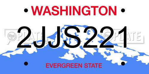 2JJS221 Washington License Plate
