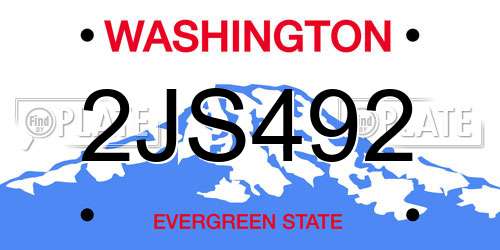 2JS492 Washington License Plate