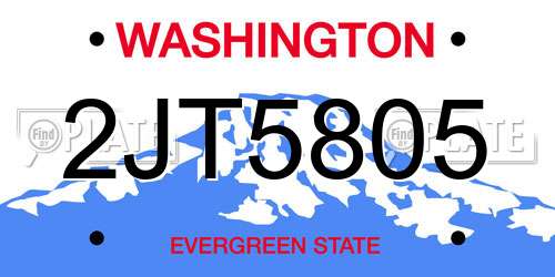 2JT5805 Washington License Plate