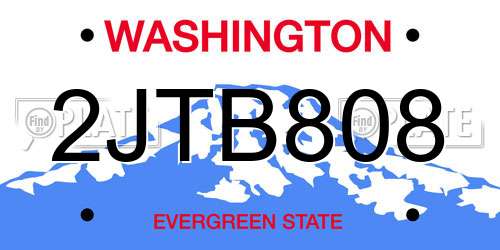 2JTB808 Washington License Plate