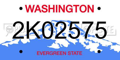 2K02575 Washington License Plate