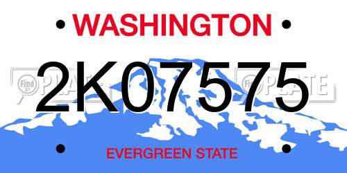 2K07575 Washington License Plate