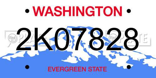 2K07828 Washington License Plate