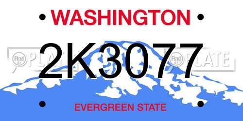 2K3077 Washington License Plate