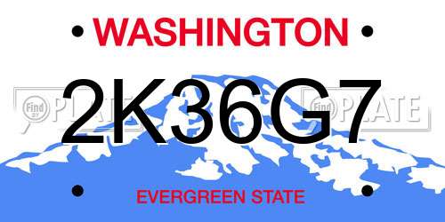 2K36G7 Washington License Plate
