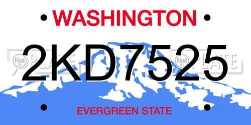 2KD7525 Washington License Plate
