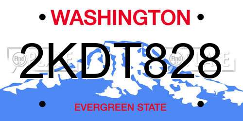 2KDT828 Washington License Plate