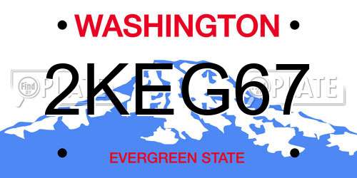 2KEG67 Washington License Plate