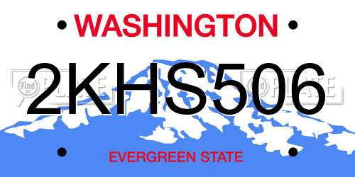 2KHS506 Washington License Plate
