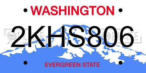 2KHS806 Washington License Plate