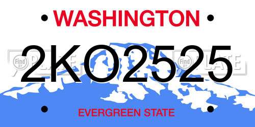 2KO2525 Washington License Plate