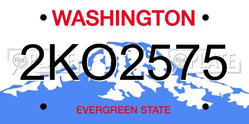 2KO2575 Washington License Plate