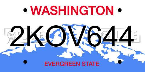 2KOV644 Washington License Plate