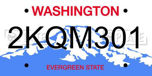 2KQM301 Washington License Plate