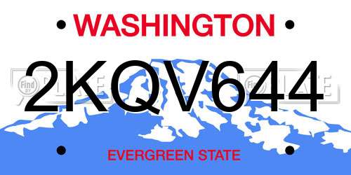 2KQV644 Washington License Plate