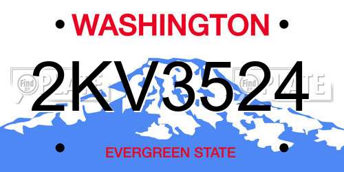 2KV3524 Washington License Plate