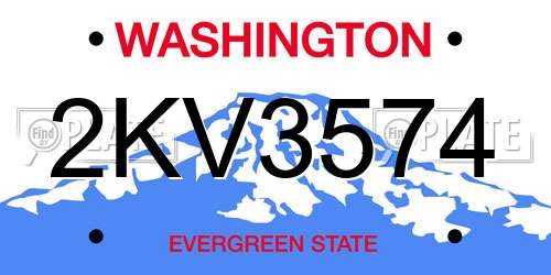 2KV3574 Washington License Plate