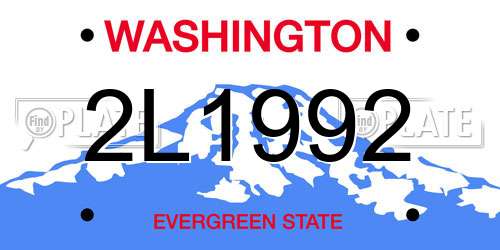 2L1992 Washington License Plate
