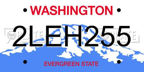 2LEH255 Washington License Plate
