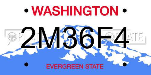 2M36F4 Washington License Plate