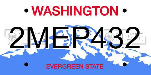 2MEP432 Washington License Plate