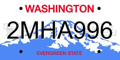 2MHA996 Washington License Plate