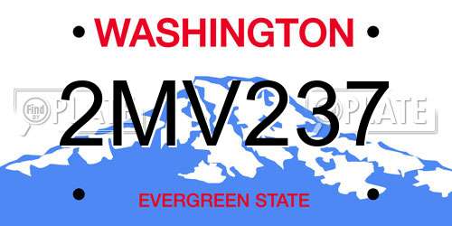 2MV237 Washington License Plate