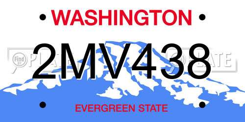 2MV438 Washington License Plate