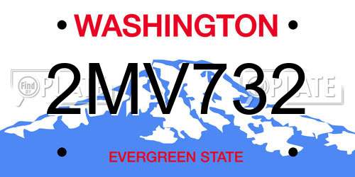 2MV732 Washington License Plate