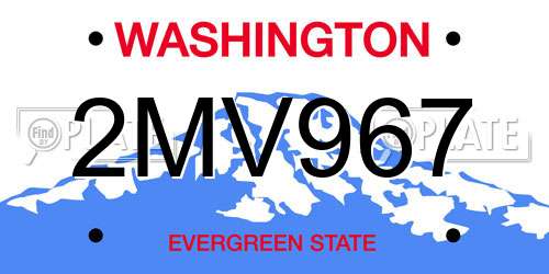 2MV967 Washington License Plate