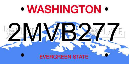 2MVB277 Washington License Plate