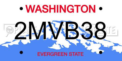 2MVB38 Washington License Plate