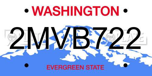 2MVB722 Washington License Plate