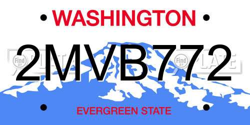 2MVB772 Washington License Plate
