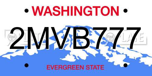 2MVB777 Washington License Plate