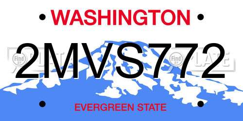 2MVS772 Washington License Plate