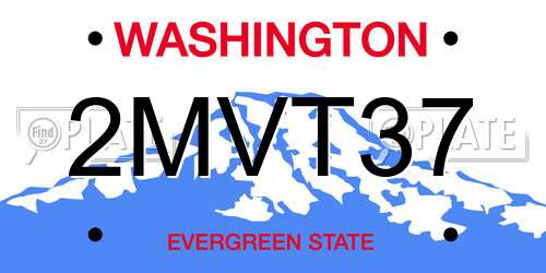 2MVT37 Washington License Plate
